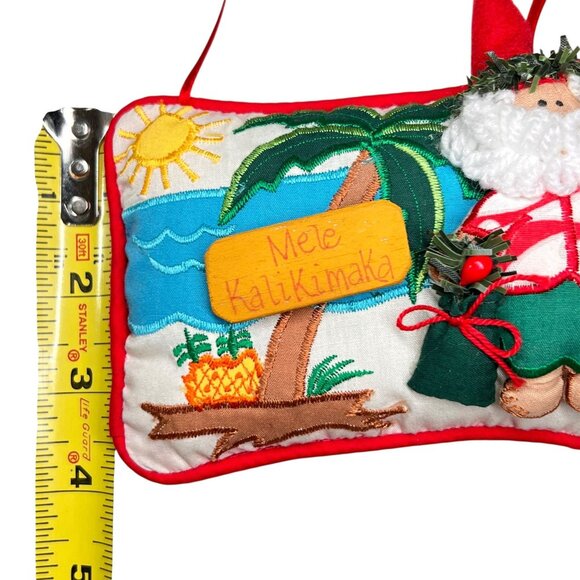 Michael J Gillan Hawaii Mele Kalikimaka Santa Pillow Ornament 3D Hanging - Picture 5 of 9